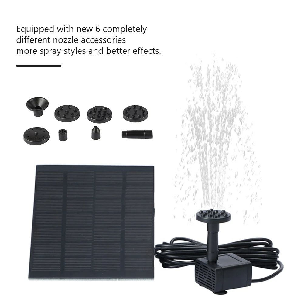 Water pump Solar Fountain Pump Replaceable 6 Nozzles Pond Fountain Water Pump Easy Installation For Pool Garden Submersible