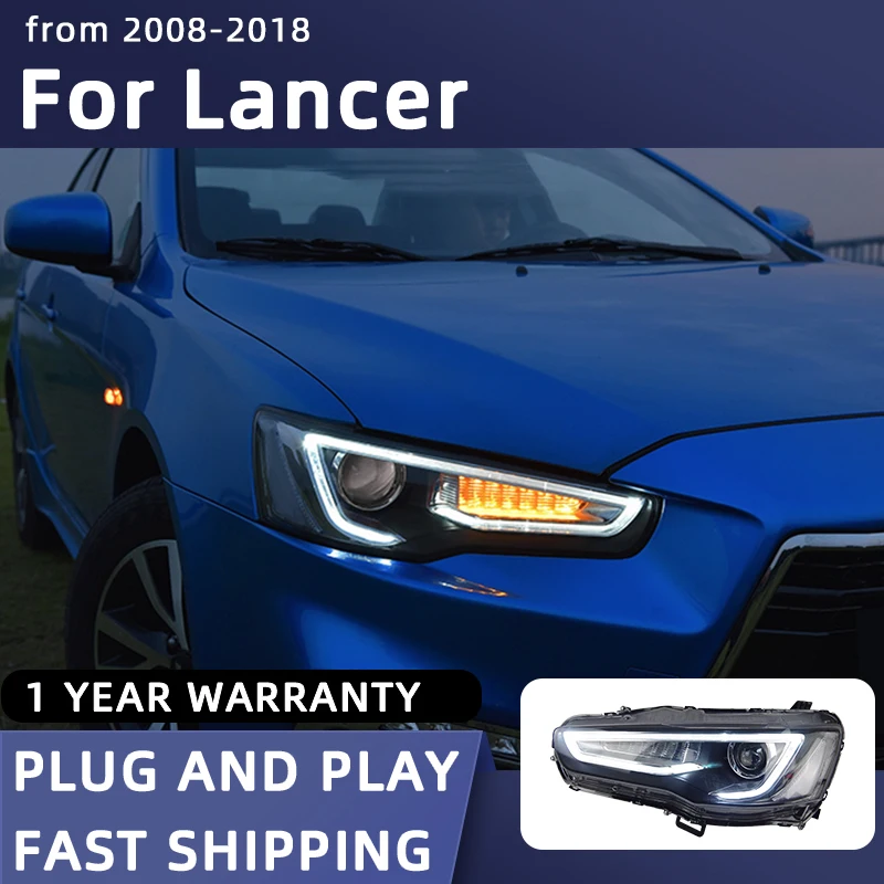 

Стайлинг автомобиля, фары для Mitsubishi Lancer, светодиодные фары 2008-2018, светодиодные передние фары, дневные ходовые огни, автомобильные линзы