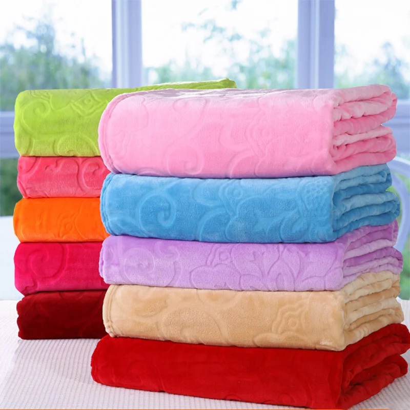 1PcFourSeasonsCoralFleeceFabricBlanketsSolidColorAdults