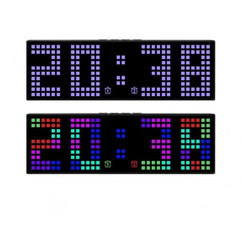 Description Picture 6 of itemUSB Powered RGB Digital Wall Clock Voice Control Date Snooze Table Clock 2 Alarms Timing Countdown 12/24H Electronic LED Clock