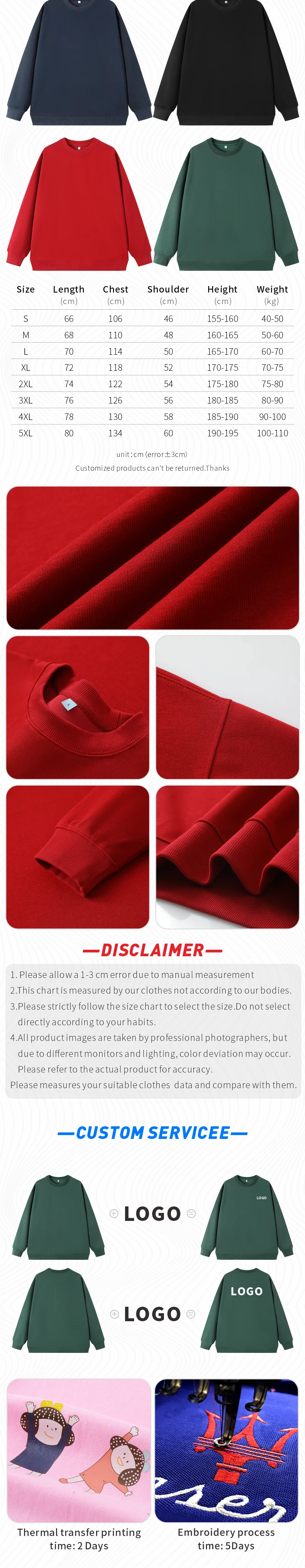 Benutzerdefiniertes Sweatshirt mit kostenlosem Druck, Logo-Bild, langärmeliges T-Shirt, Frühling und Herbst, Kapuzenpullover für Männer und Frauen, Arbeit, Rundhalsausschnitt, Kleidung, Pullover – Detail 2