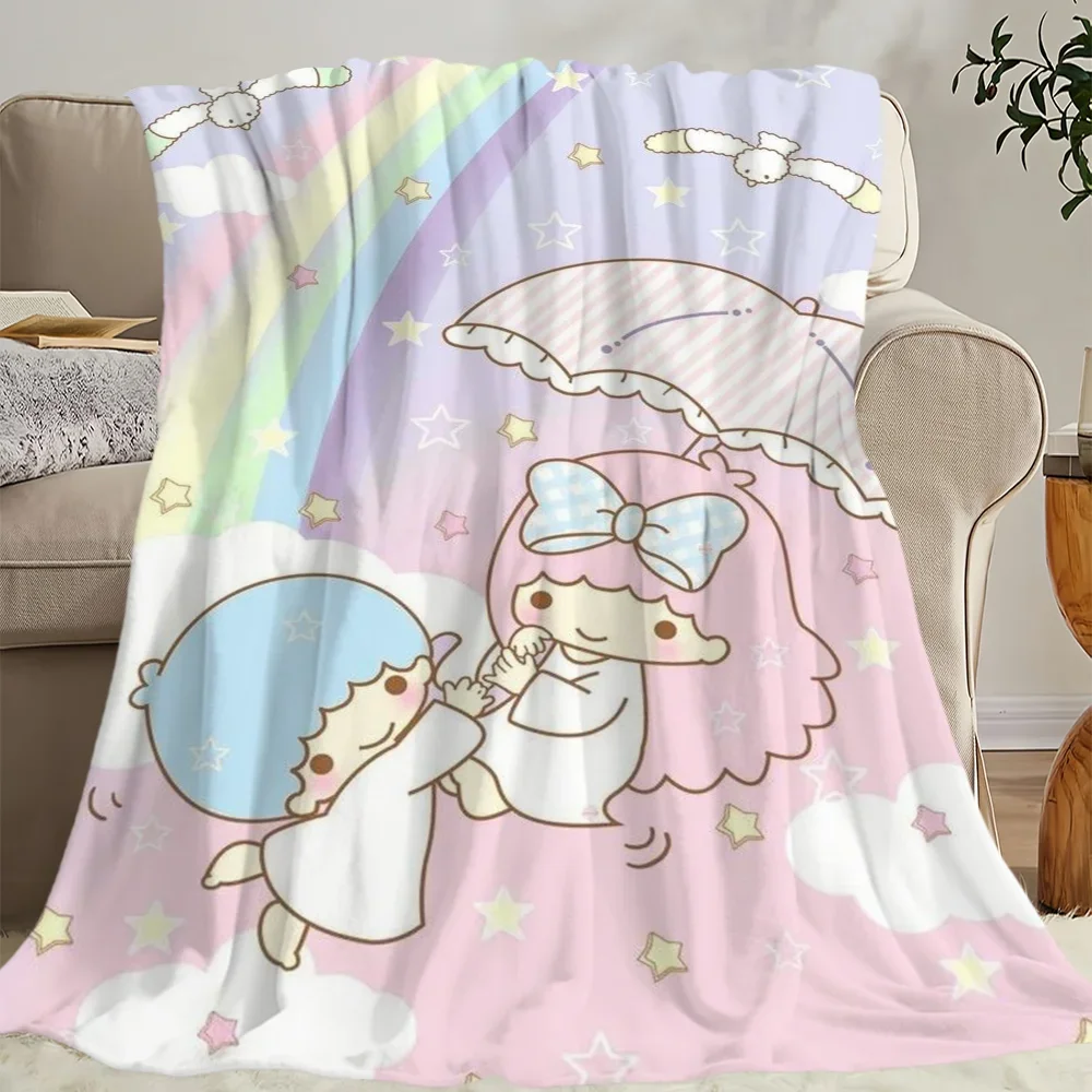 L-Little Twin Stars K-KiKi & L-LalaS Printed Comfortable And Soft Sofa Bedroom Plush Blanket Suitable For Home Travel And Gifts 6