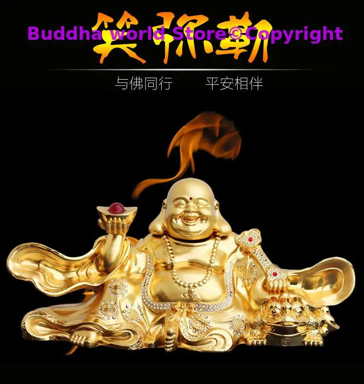 

2024 HOME CAR SHOP Recruit wealth Maitreya God of wealth Mammon Buddha golden Copper GOOD LUCK FENG SHUI talisman ornaments