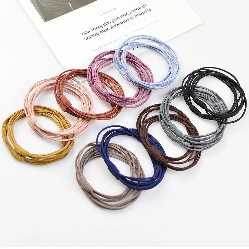 10Pcs Women Colorful 4 in 1 Knot Elastic Hair Rubber Band Fashion Girls Simple Hair Tie Accessories Headband hair styling tool,hair band,hair styling tools