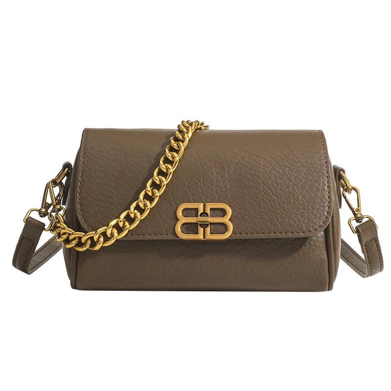 Trendy Spring Summer Chain Strap Shoulder Bag for Women Elegant Retro Minimalist Small Square Purse Ladies Fashion Handbag