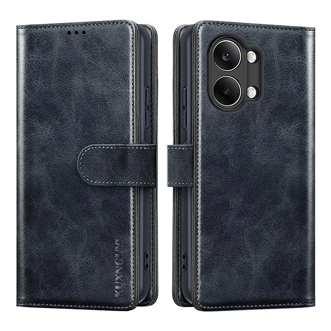 Leather Flip Wallet Phone Case with Magnetic Stand