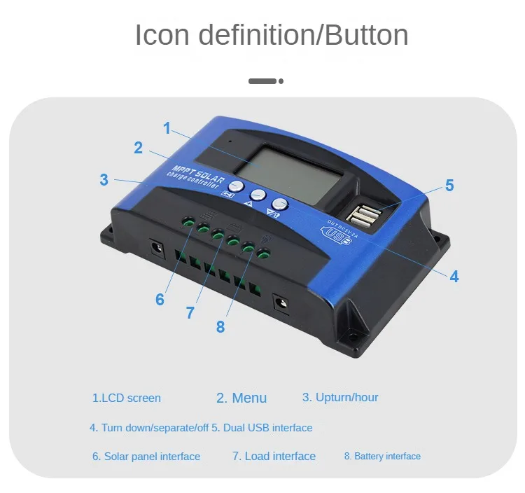 ICharger-MPPT-B solar photovoltaic charging controller 12V/24V/100A household intelligent charger power generation system 5