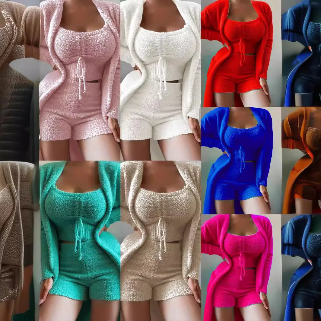 Pink Fleece Teddy Loungewear Set for Women