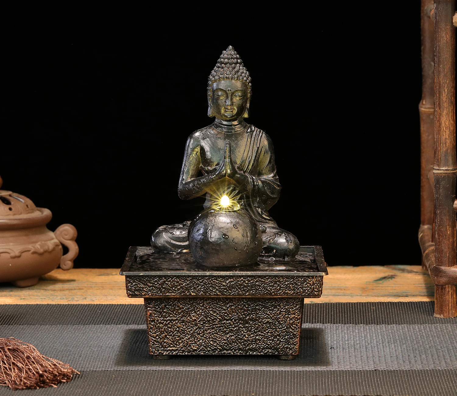 

Настольный фонтан Будды, статуя дзен, медитация, настольный фонтан-водопад для помещений