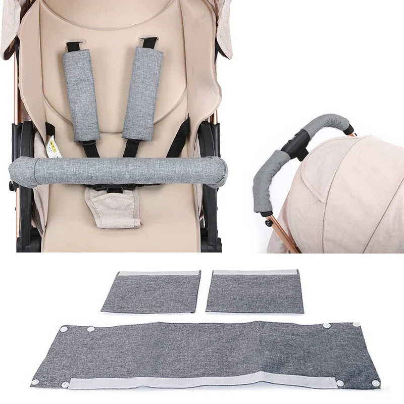 Stroller Armrest Cover Fence Protector Baby Safety Stroller Seat Belt Shoulder Cover Accessories Cotton Gauze Guardrail