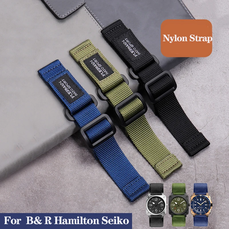 Applicabile Per P-An-Rai Bell & Ross Nylon B & R Hamilton Br Cinturino Robusto Cinturino Sportivo All'Aperto 22 Bracciale In Tela 24Mm