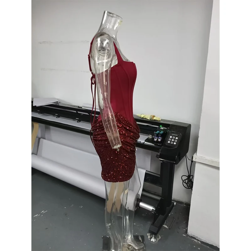 Women Sexy Sequin Patchwork Sling Mini Dress Lady Chic Off-shoulder Backless Waist Cinching Slim Short Dresses Club Party Gowns S42a13cdb23194986b129a92624df27d5U