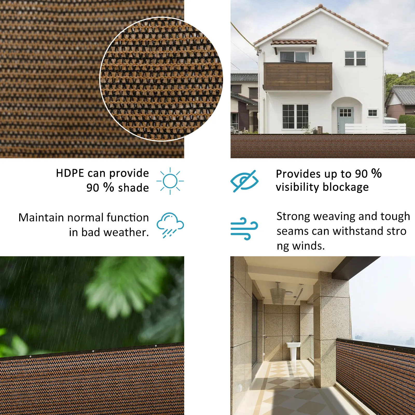 Enhanced Privacy Fence Screen with Mesh Shade Net and Accessories