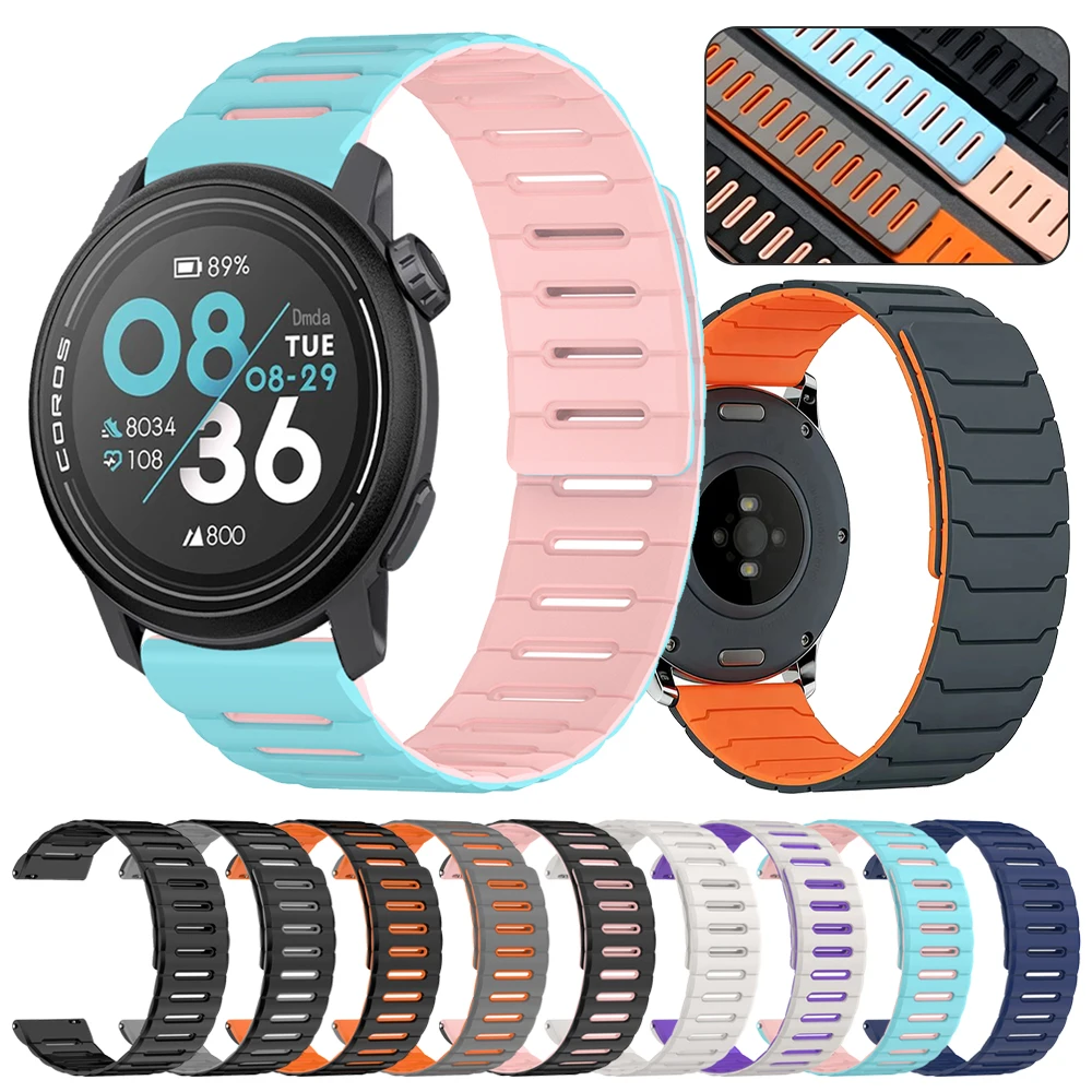 Magnetic Loop Silicone Strap, 20mm/22mm Watchband Replacement