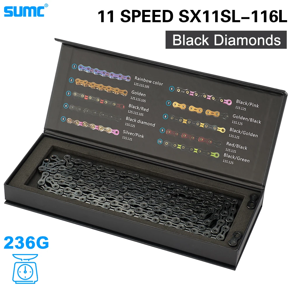 Catena Bicicletta SUMC SX11SL – 11 Velocità – Rivestimento Diamantato – 116 Maglie – Strada/MTB