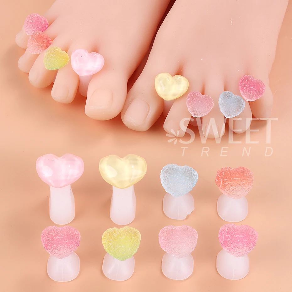 8 pcs/Pack Silicone Toe Separator Cute Soft Pedicure Tools Daisy Square Star Heart Rhinestone Foot Finger Separator Care Tools