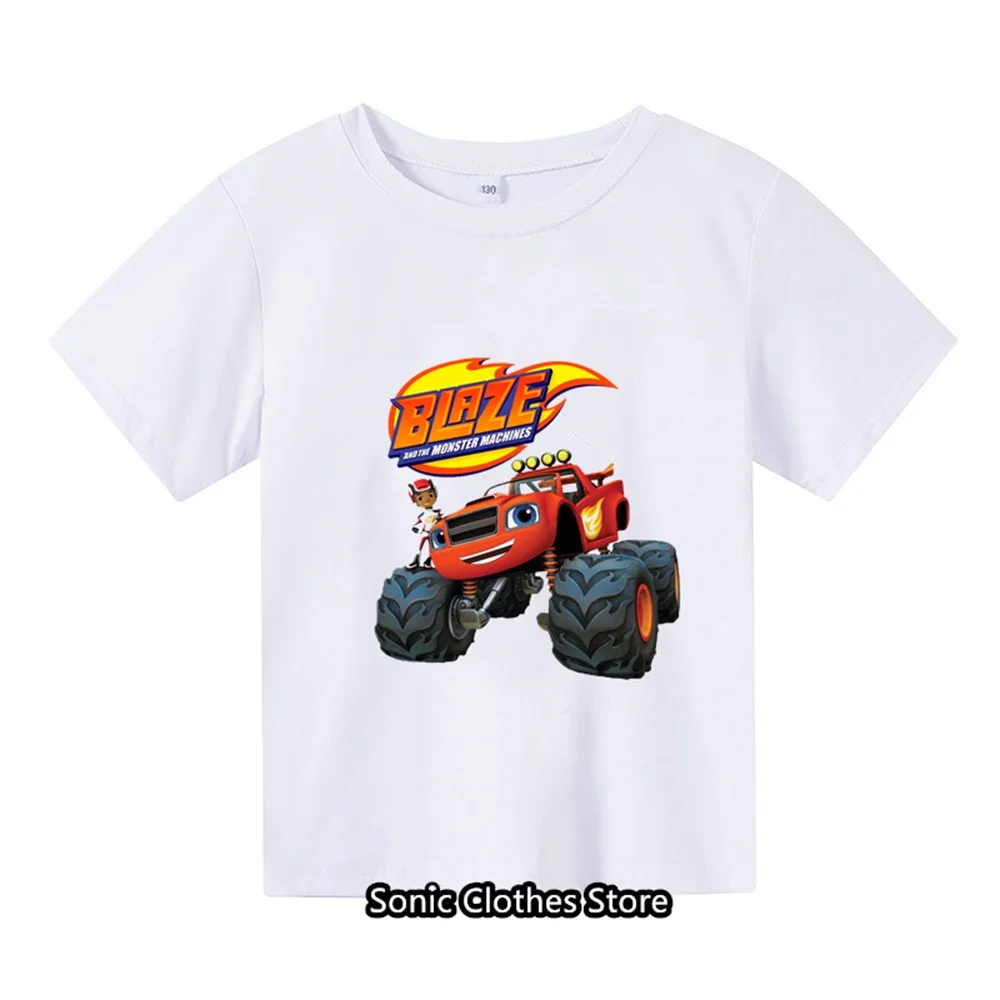 New Blaze And The Monster Machines Cartoon Kids Divertenti T-Shirt Neonati Maschi Top Estate Uomo Donna T Shirt Bambini Ragazze Vestiti