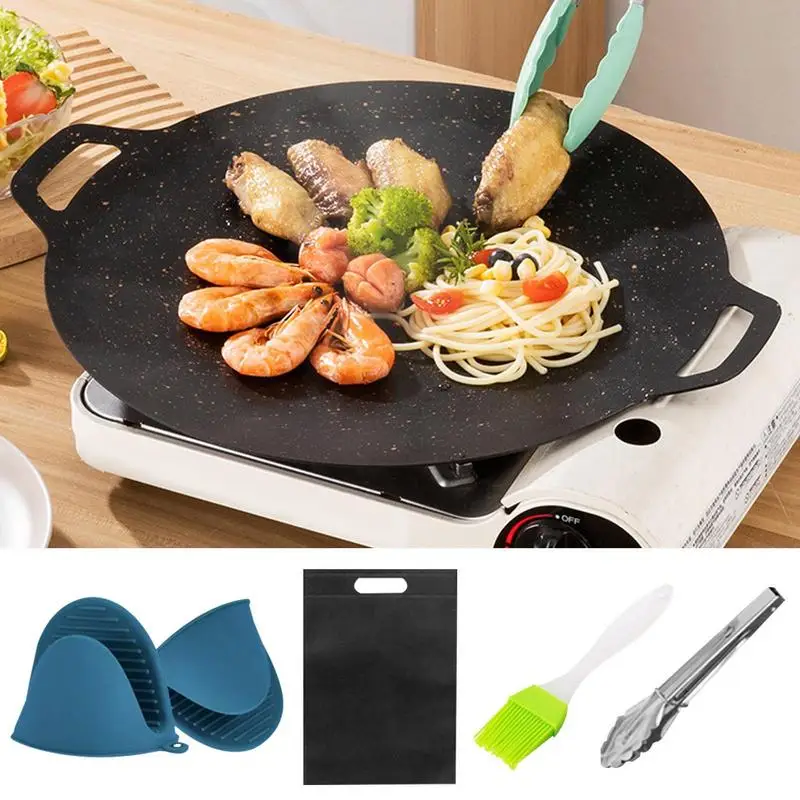 Barbecue Grill Pan Korean Round Induction Griddle Pan With Non-Stick  Coating And Uniform Heat Conduction For Family Use Or Camp - AliExpress