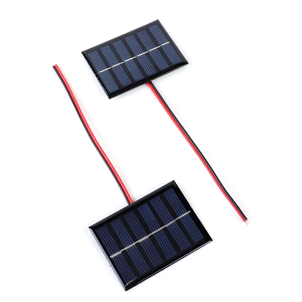 1/2 Pcs Solar Cell 100MA 1W 3V Solar Panel Charger with Cable DIY Polysilicon Solar Epoxy Cell Charger for 2-3V Battery Charging