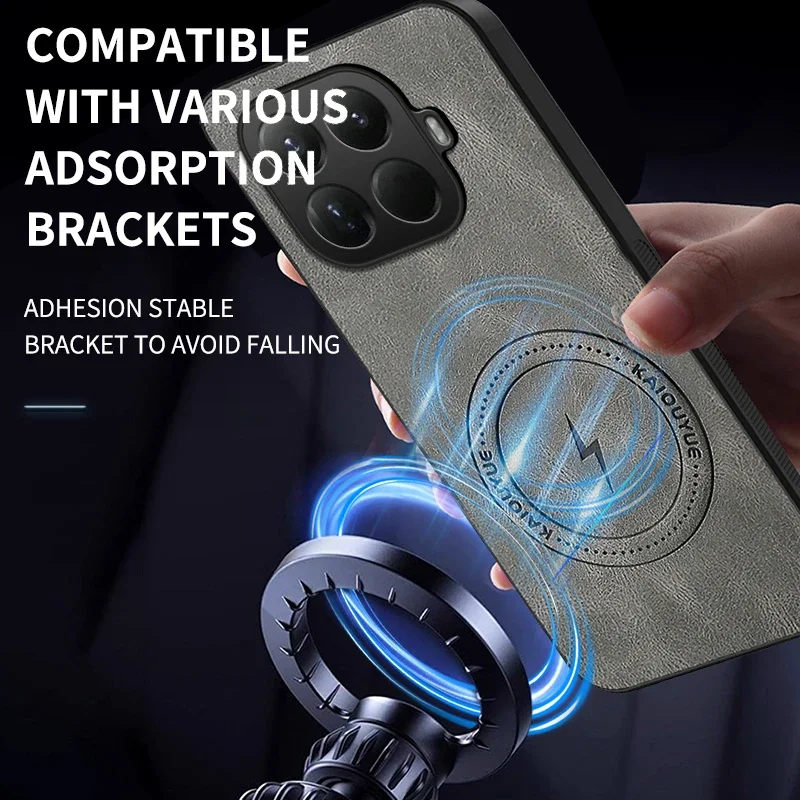 Magnetic Shockproof Soft Matte Leather Phone Case with All-round Camera Protector