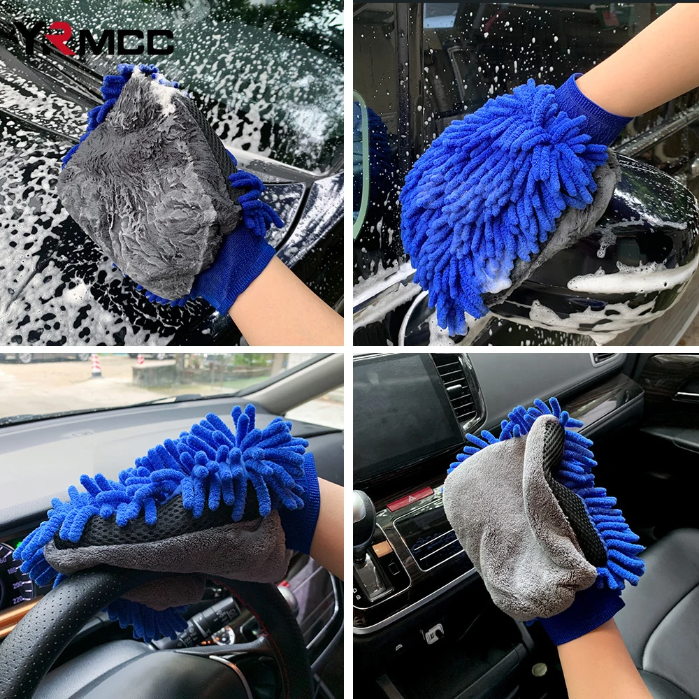 Car wash tool Microfiber Cars Wash Gloves Auto Care Soft No Scratch Super Absorbent Gloves Washing Supplies Car Accessories
