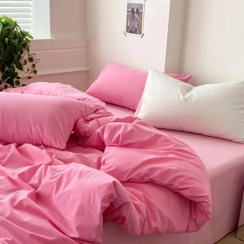 2023-new-design-solid-color-hot-pink-duvet-cover-set-ultra-soft-velvet-quilt-cover-on-hot-sales