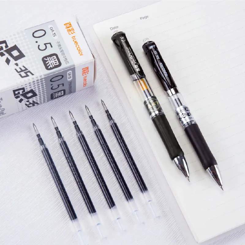 트루컬러 GR-35 퀵드라이 클릭펜 중성 코어 불릿팁 0.5mm 블랙 20개입 박스세트 부드러운 필기감