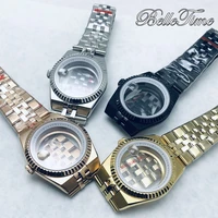 40mm PVD Land-Dweller Silver Black Gold RoseGold Watch Case Sapphire Glass For NH34 NH35 NH36 Movement Watch Accessories