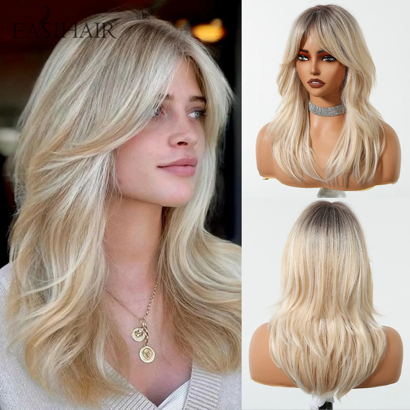 medium length blonde wig