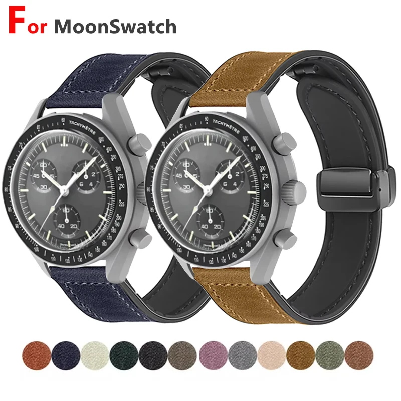 Premium 20mm Silicone Leather Strap with Magnetic Buckle and Quick Release