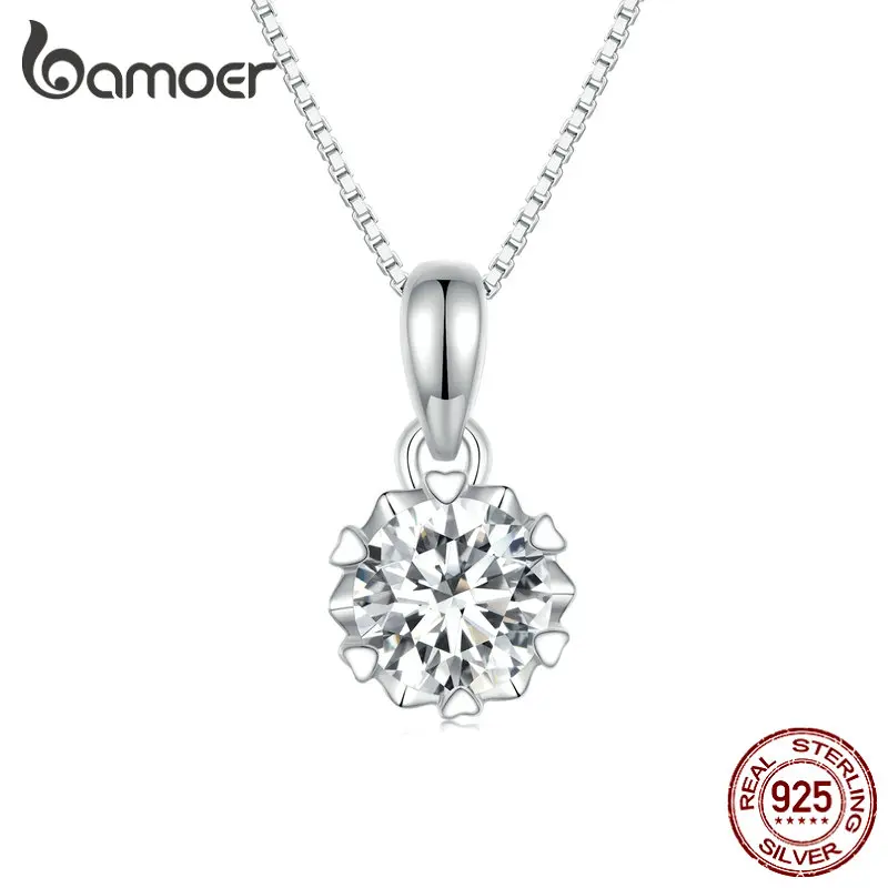 

Bamoer 1 карат D Цвет Moissanite кулон ожерелье Настоящее серебро 925 пробы Лаборатория алмаз обручальное модное ожерелье