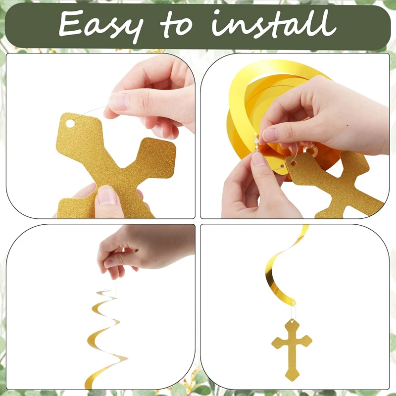 6/12Pcs First Communion Hanging Swirls God Bless and Peace Pigeon Paper Garland Boys Girls Baptism Party Decoration Baby Shower