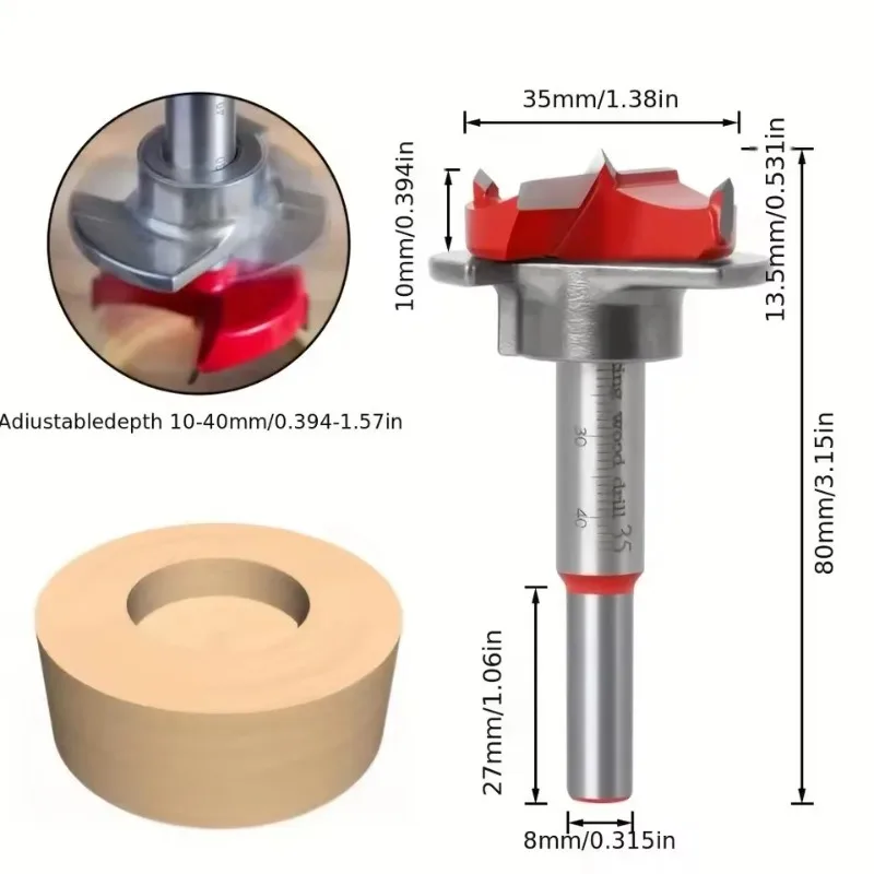 35mm Adjustable Door Cup Hinge Locator Woodworking Installation Tool with Drill Bit