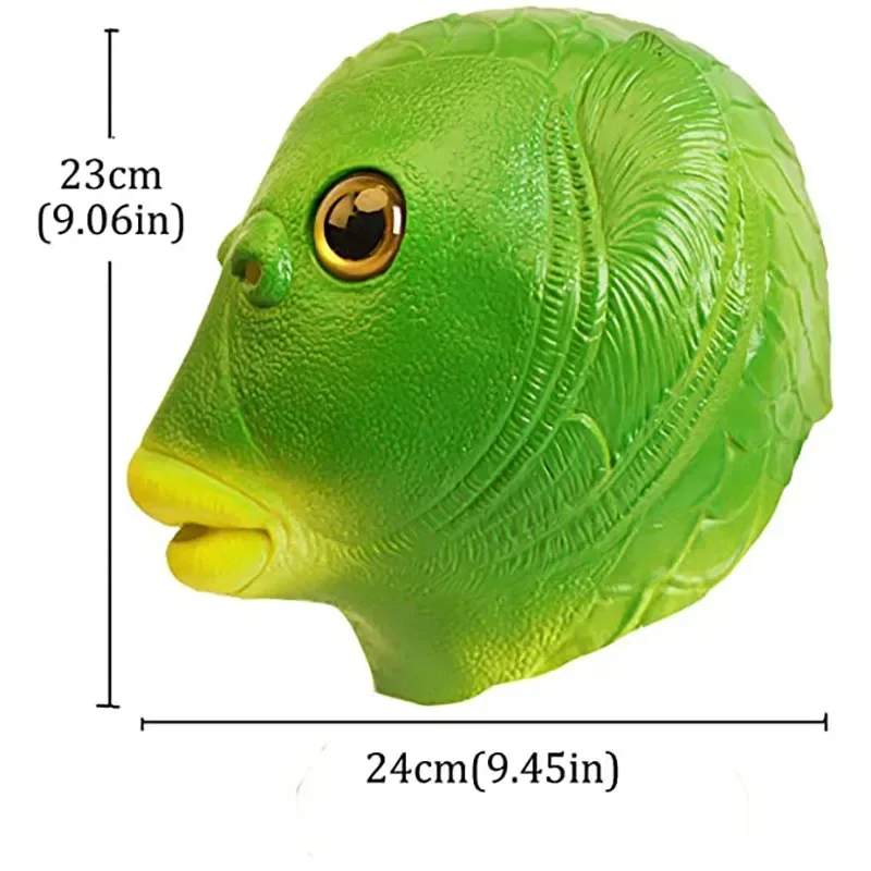 April Fool's Day Funny Cosplay Costume Mask for Men and Women Adult Party Green Fish Head Mask Headdress for Makeup Party