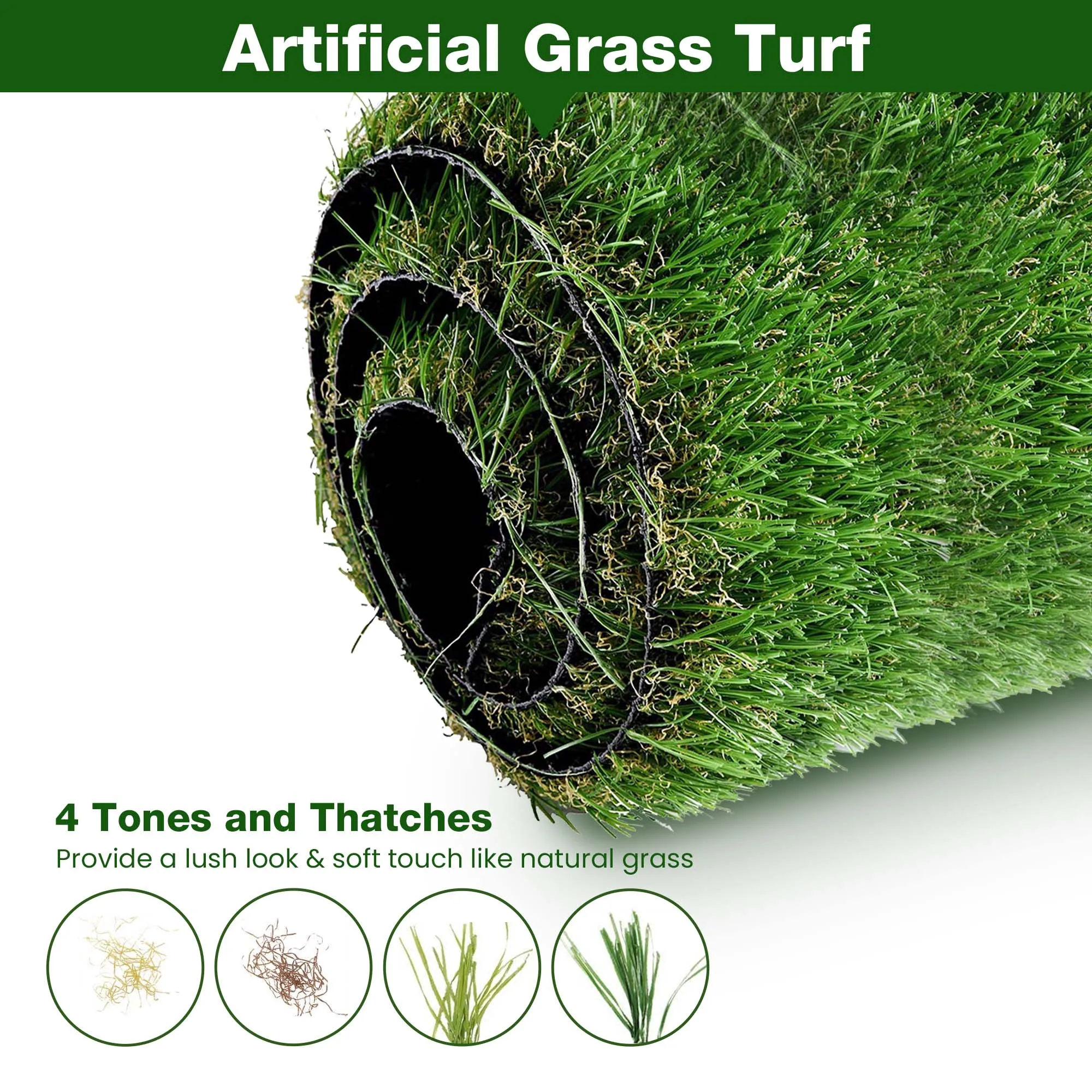 5x3.3ft Artificial Grass Mat Fake Lawn Pet Turf Synthetic Green
