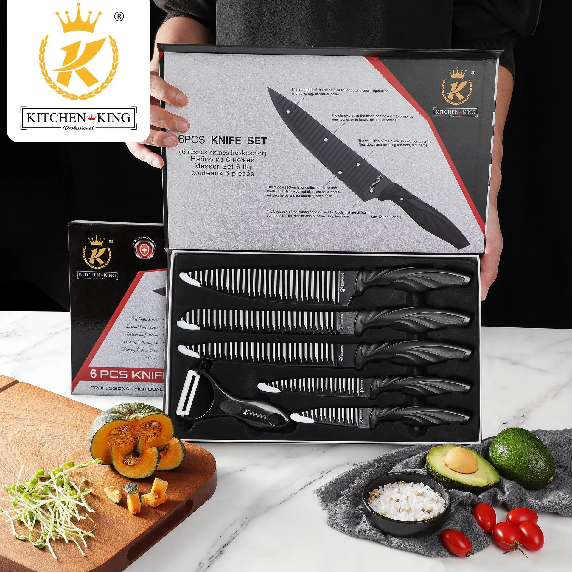 Kitchen Knives Set chef knives 6 sets Stainless Steel Forged