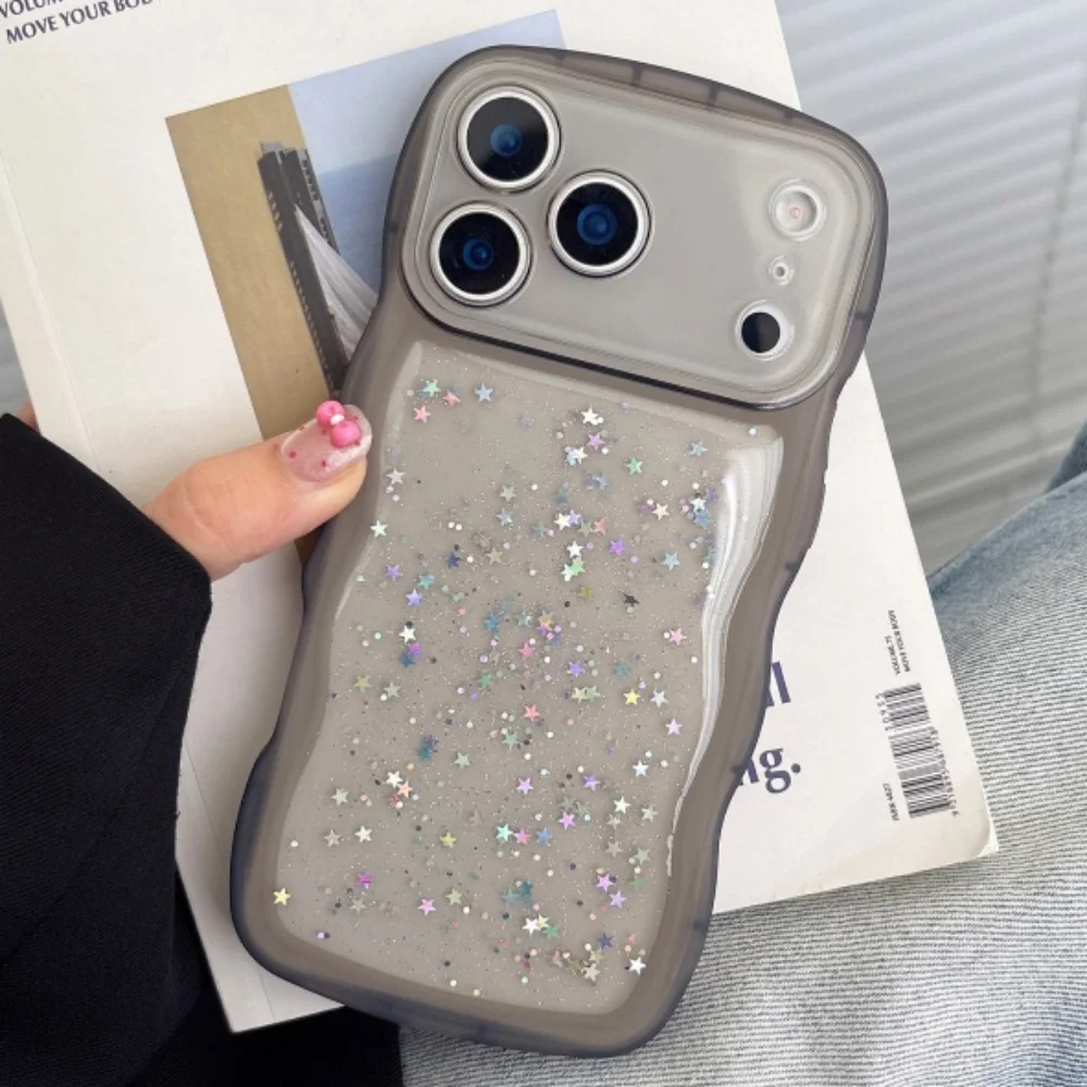 Shiny Sequin Glitter Soft Bumper Case with Stars Design