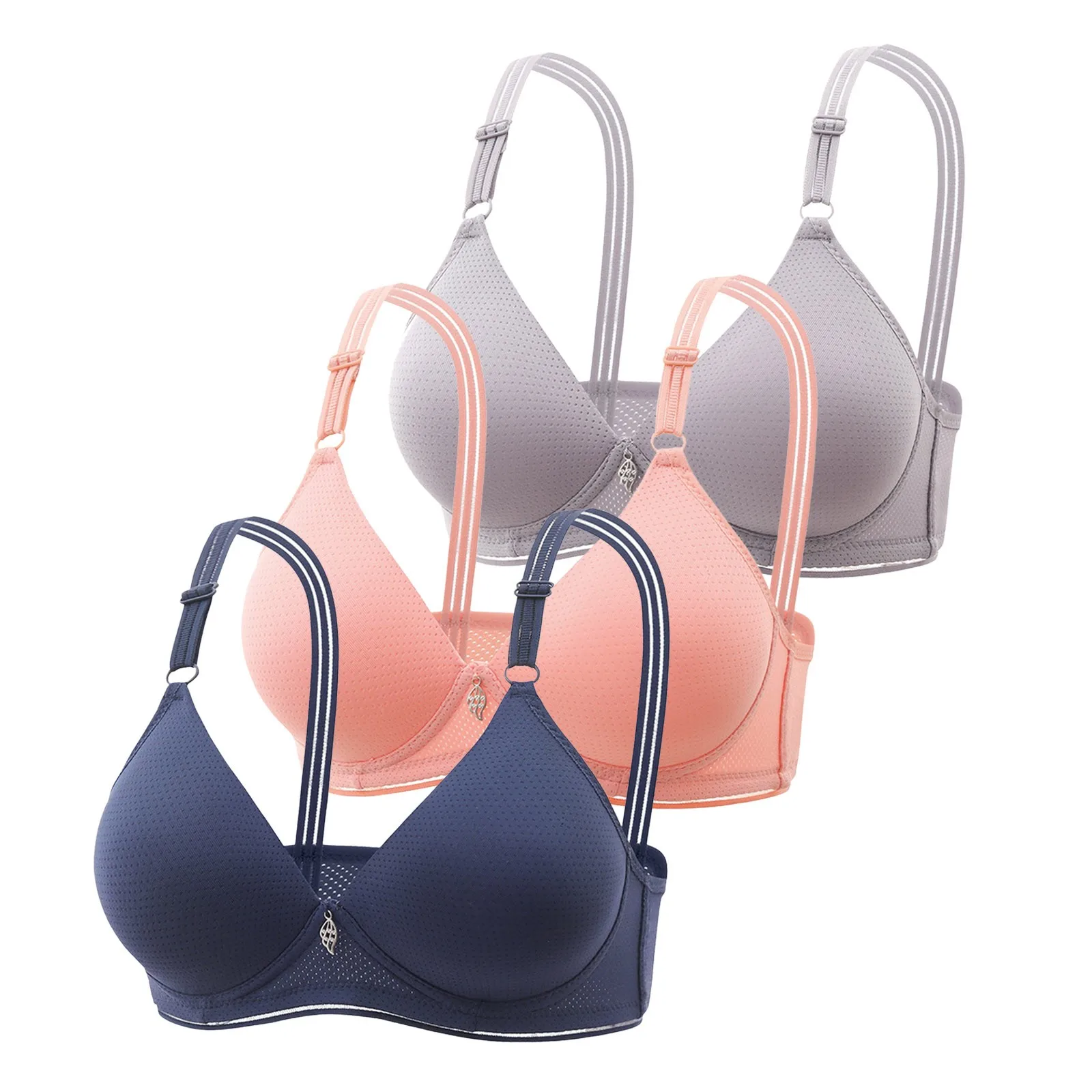 

3 Pieces Bras Solid Color Push Up Wireless Thin Bralette Intimates Sexy Breathable Comfortable Wrapped Chest Underwear Lingerie