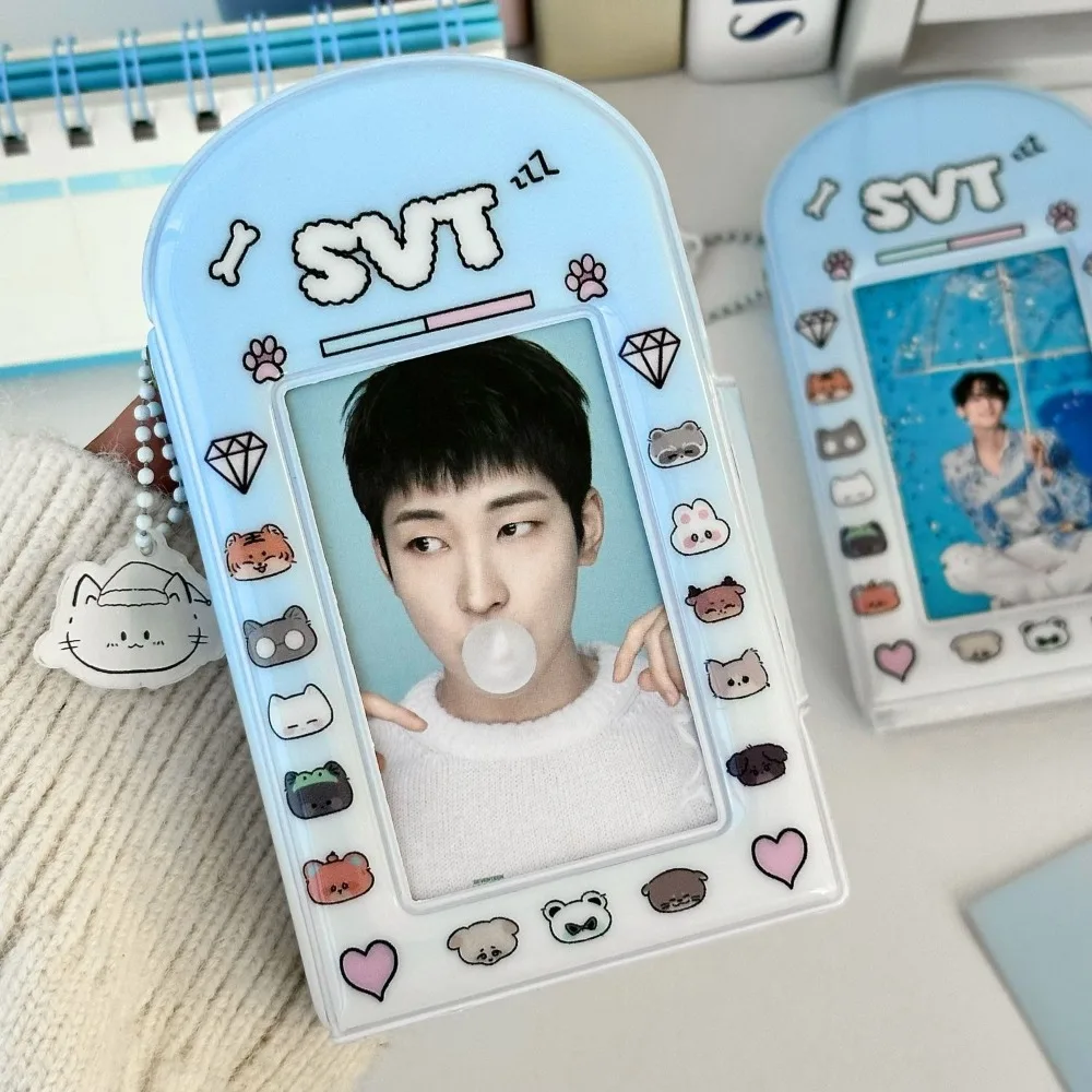 새 카드 앨범 귀여운 새끼 고양이 강아지 카드 앨범 사랑 활 PVC 아이돌 카드 수집 도서 3 인치 미니 16 내부 페이지 포토 카드 바인더
