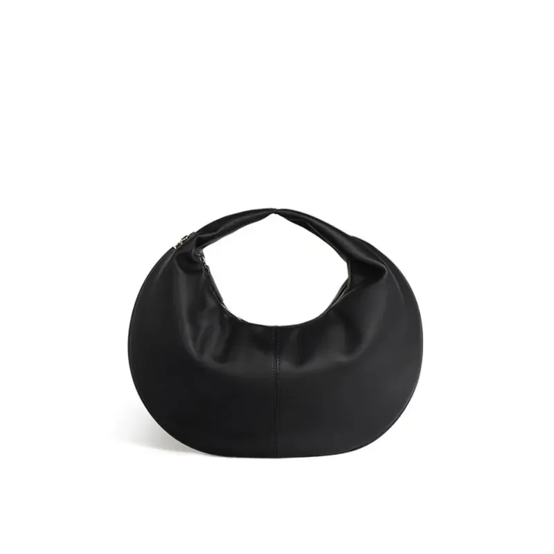 LOERSS Split Leather Crescent Bag Niche Shoulder Bag for Women Half Moon Crossbody Bag Versatile Leather Casual Underarm Bag