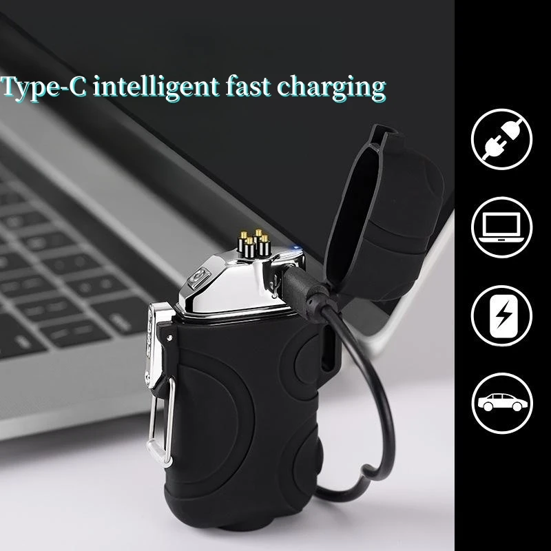 

Новинка ветрозащитная и водонепроницаемая Зажигалка Type-C с двойной дугой прозрачная оболочка для барбекю на открытом воздухе с подсветкой