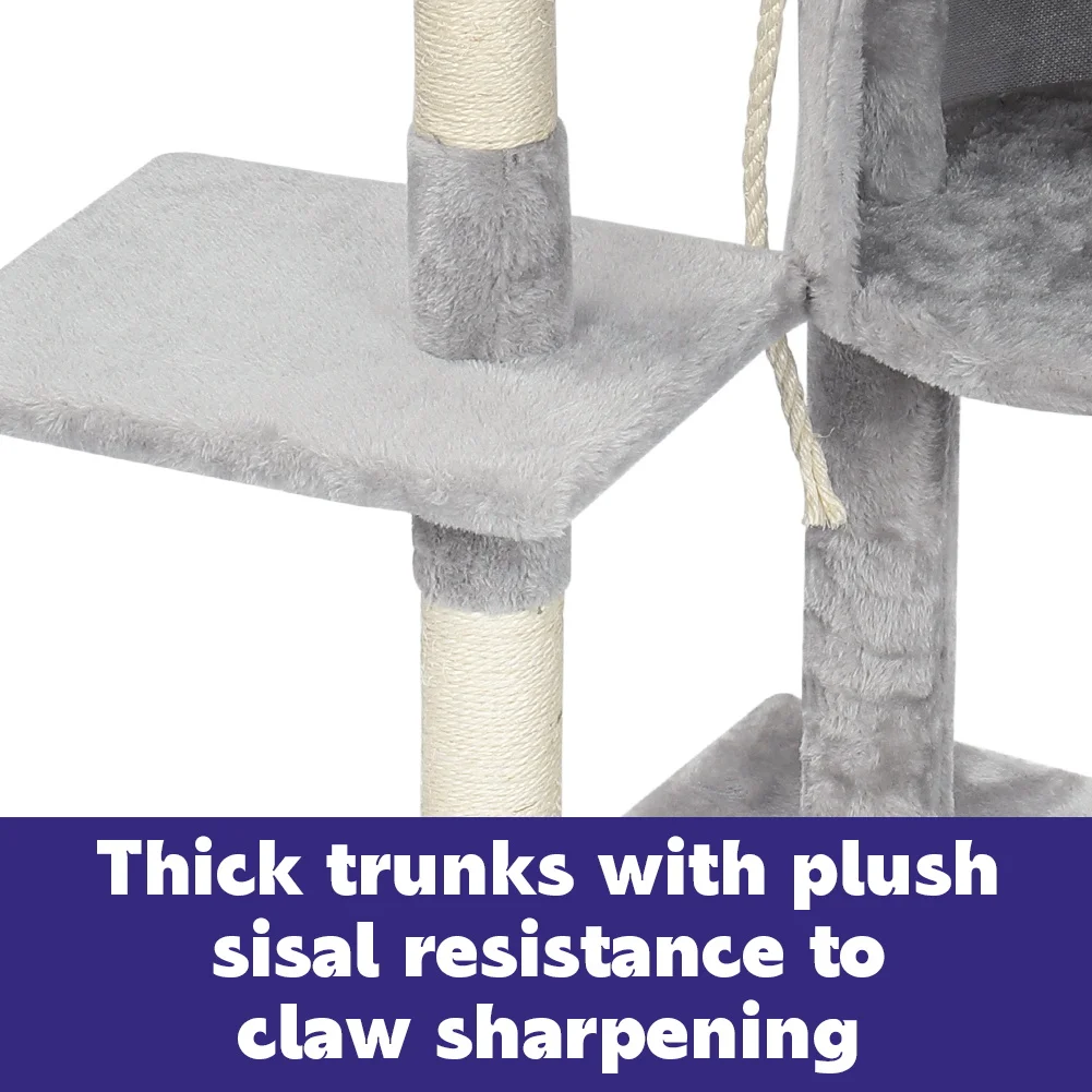Cat Tree Multi-Level Tower Condo Scratching Post Kitten Toy Cozy Condo Climb Furniture Climbing Tower Activity Centre Gray