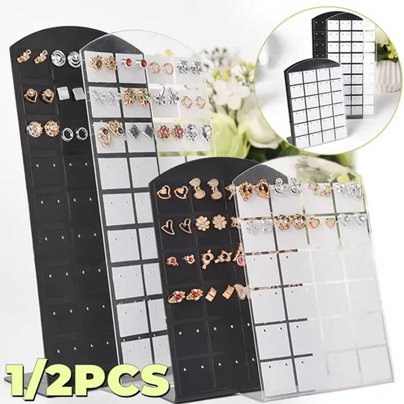 1/2PCS 48-72Hole Earring Ear Studs Jewellery Display Rack Earrings Display Stand Rack Mini L Shape Ear Stud Jewelry Show Holder