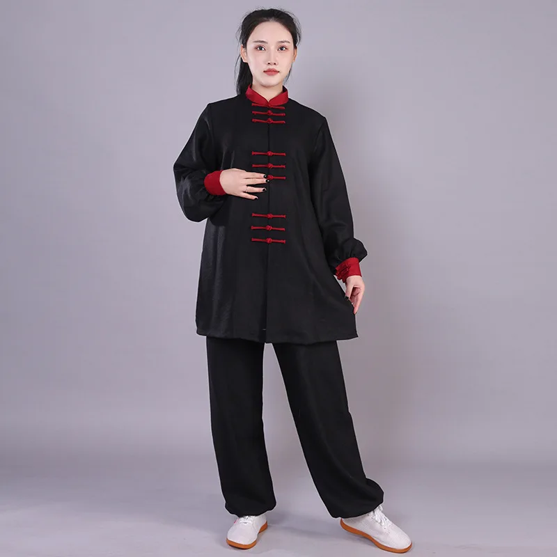 Abito Da Donna Yaga Tai Chi In Lino Di Cotone Solido Kung Fu Wushu Giacca Da Prestazione Uniforme Per Arti Marziali Pantaloni Da Ginnastica Per La Mat