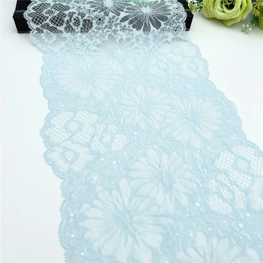 3y/lot 22.50cm Light Blue Elastic Lace 1