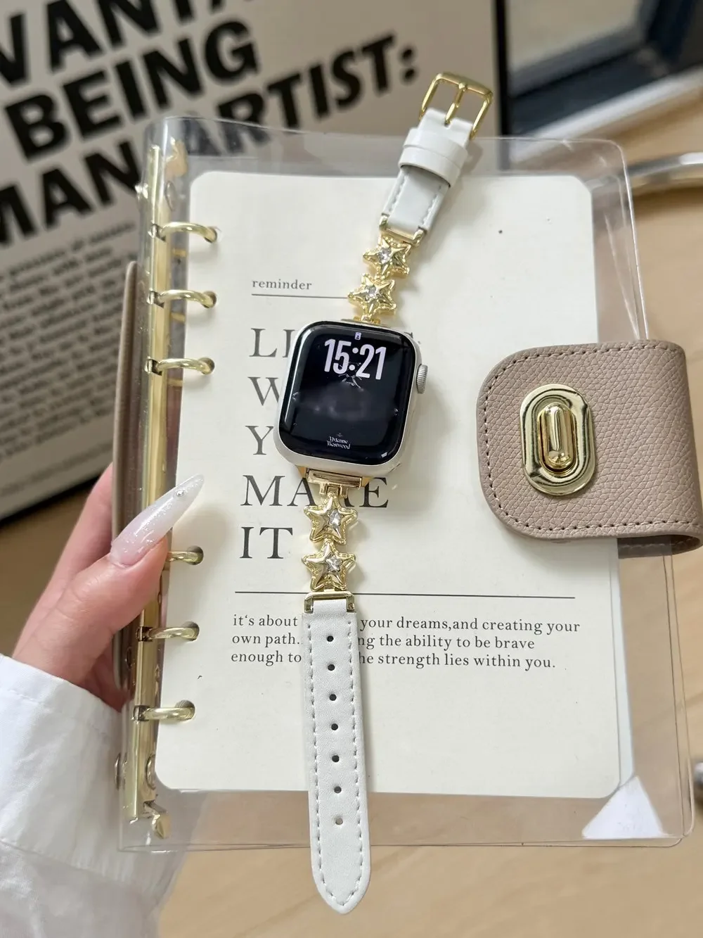 Elegant Leather Star Loop Watch Band for Women - Premium Quality Strap