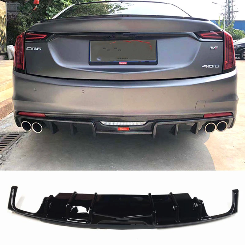 Ct6 Abs Fake Carbon Fiber Rear Bumper Lip Diffuser Exterior Parts For