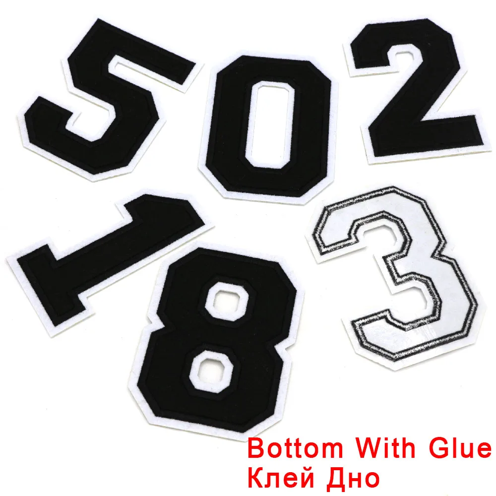 Large Black Embroidered Number Patch 114mm - Iron-On Applique for Clothing, Accessories, and Crafts