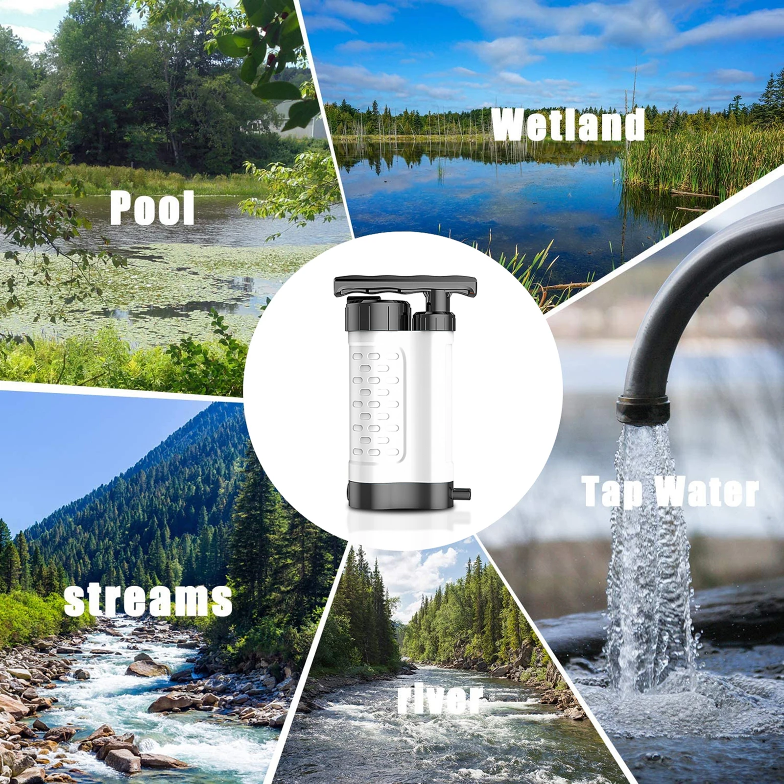 Wasserfiltrationssystem Wasserreinigungspumpe mit 0,01 Mikron Wasserfilter Outdoor-Notfall-Überlebensausrüstung für Camping und Wandern – Detail 15