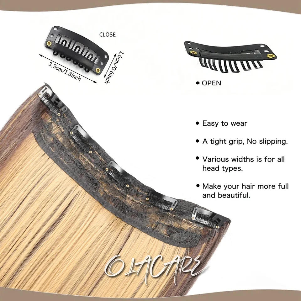 Synthetic Clip In Hair Extensions Black Brown Blonde For Women